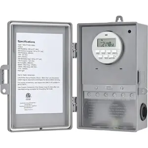 Pool Pump Timer, Digital Timer Box, 2HP 40A 120-277 VAC, 7-Day 20 ON/Off Programmable Timer  for Water Heater, Pool Pump, , , ETL Listed Gray