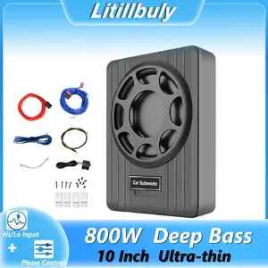 10 Inch 800W Car Subwoofer,Slim Under Seat Car Subwoofer Powered, High/Low Level Input, Car/Truck Car Audio Subwoofer Sub Built in Amplifier
