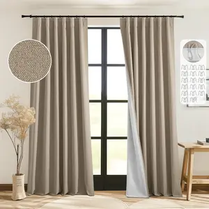 Faux 100% Blackout Curtains 84 inch Length 2 Panels Set, Thermal Bedroom Window Drapes Back Tab Hook Belt Farmhouse Curtains for Nursery,, W52 x L84