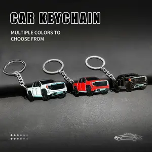 Double-sided Pickup Metal Keychain Compatible with  Pickup Exterior Accessories Pickup Toy Truck Car Keychain