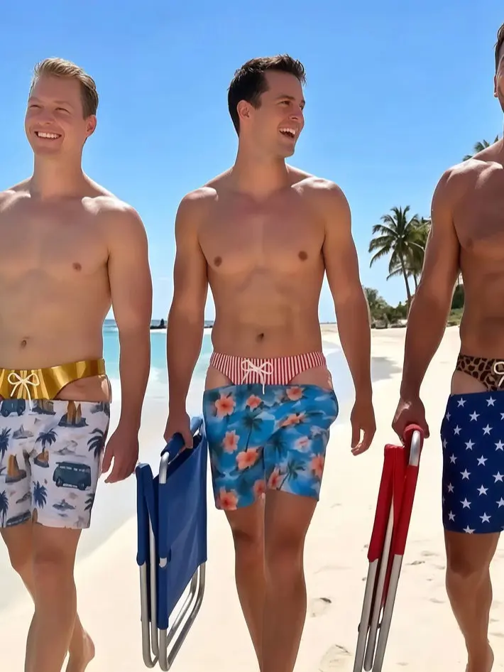 Funny Men Swim Trunks, Cheeky Beach Shorts, Gift for Him