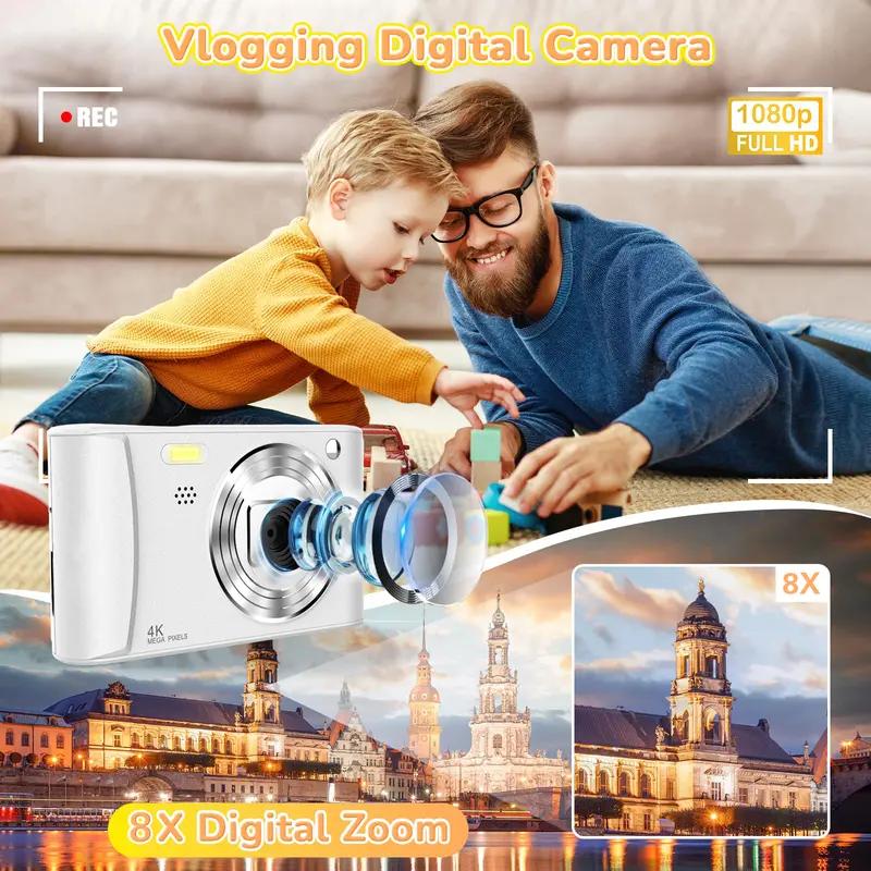 HD digital camera, 3.0 inch LCD screen rechargeable camera, 1080P, with 64G card, 800mAh, support selfie mode, take photos, record videos, portable camera for beginners, Thanksgiving, Christmas and New Year gifts Durable Man Pink,camera cheap