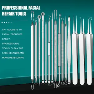 15 Counts Acne Needle Set, Multi-Functional Beauty Tool Kit for Blackhead Extraction and Acne Treatment Diy Sculpting Tools Facial Peeling Strip