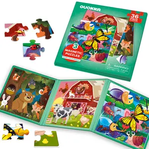 QUOKKA Magnetic Puzzle Set for Kids Ages 4-6 - 36-Piece Insects & Animals Puzzle, Toddler Travel Toy