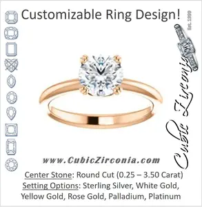 Cubic Zirconia Engagement Ring- The Venusia (Customizable Round Cut Solitaire with Thin Band)