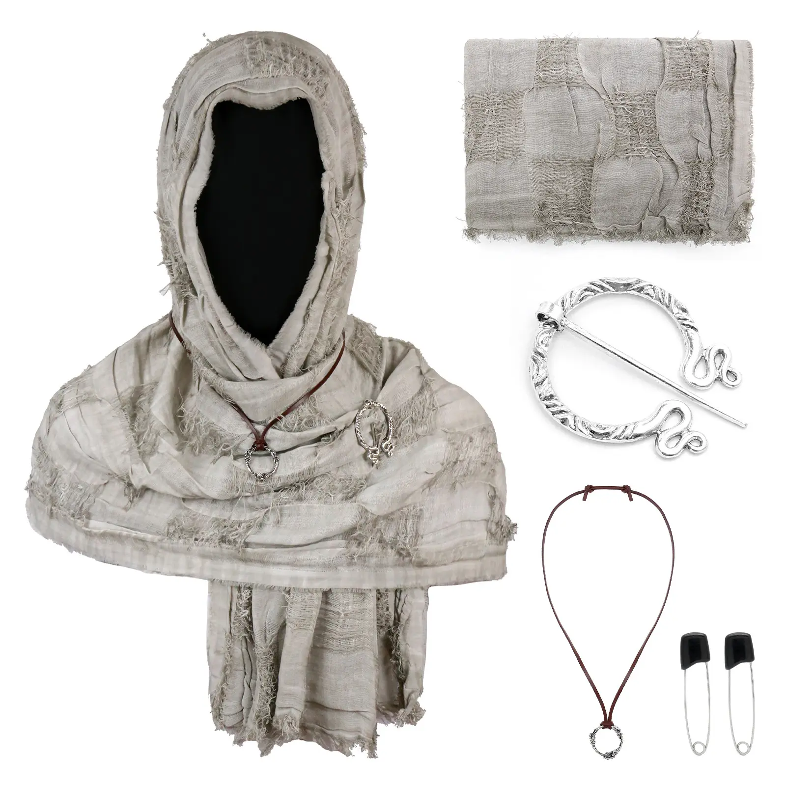 CST153GY gray battle damage scarf (190cm