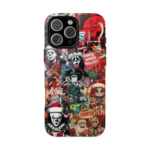 Horror Christmas Phone Case – Scary Santa Collage Aesthetic  Cover for iPhone 17 16 15 14 13 12 SE Max Pro and Samsung, Gift