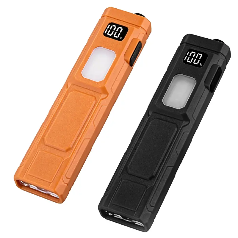 SKYWOLFEYE EDC04 Rechargeable Flashlight - Super Bright Pocket Mini Outdoor Gadget with 1000mAh Battery, Digital Power Display, Clip, Dual-Light Source LED, ABS PC Build, Camping & Car Emergency Tool, Outdoor Gadgets, Mini Flashlight, Digital Display