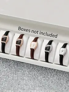 Women's Quartz Watch Set（5counts）, PU Strap, Alloy Dial, Elegant Simple Design, Daily Wear, Birthday Gift, Halloween, Christmas Present