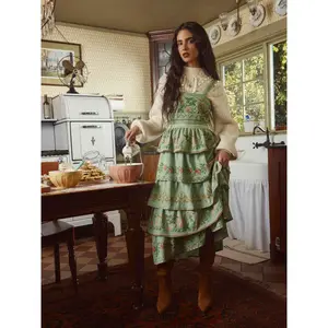 Cider [size 0-26] Floral Embroidery Tiered Maxi Cami Dress