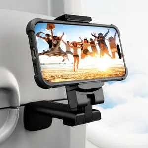 Dual 360° Rotation In-Flight Phone Holder, Cell Phone Mount, Universal Airplane Mount for Hands-Free Viewing, Pocket-Size Travel Essential