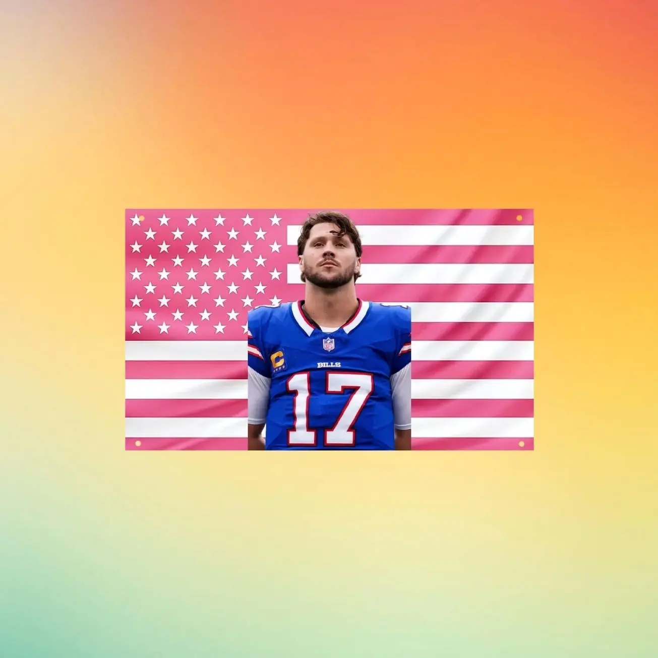 Josh Allen Pink US Flag, Buffalo Bills Wall Tapestry, Football Fan Wall Flag, Aesthetic Dorm Room Decor, Sports Fan Gift Gift