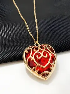 Hyrule Warriors Link Skyward Sword Pendant Jewelry Heart Shaped Necklace for Women Men, Zelda Inspired Gift Accessory for Fans