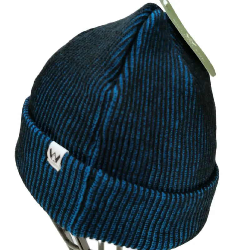 Willingland Beanie Hat for Women and Men Fall/Winter Collection Embroidered Toboggan Hat in Blue/Black & Off White/Black Warm Cozy Cotton Material