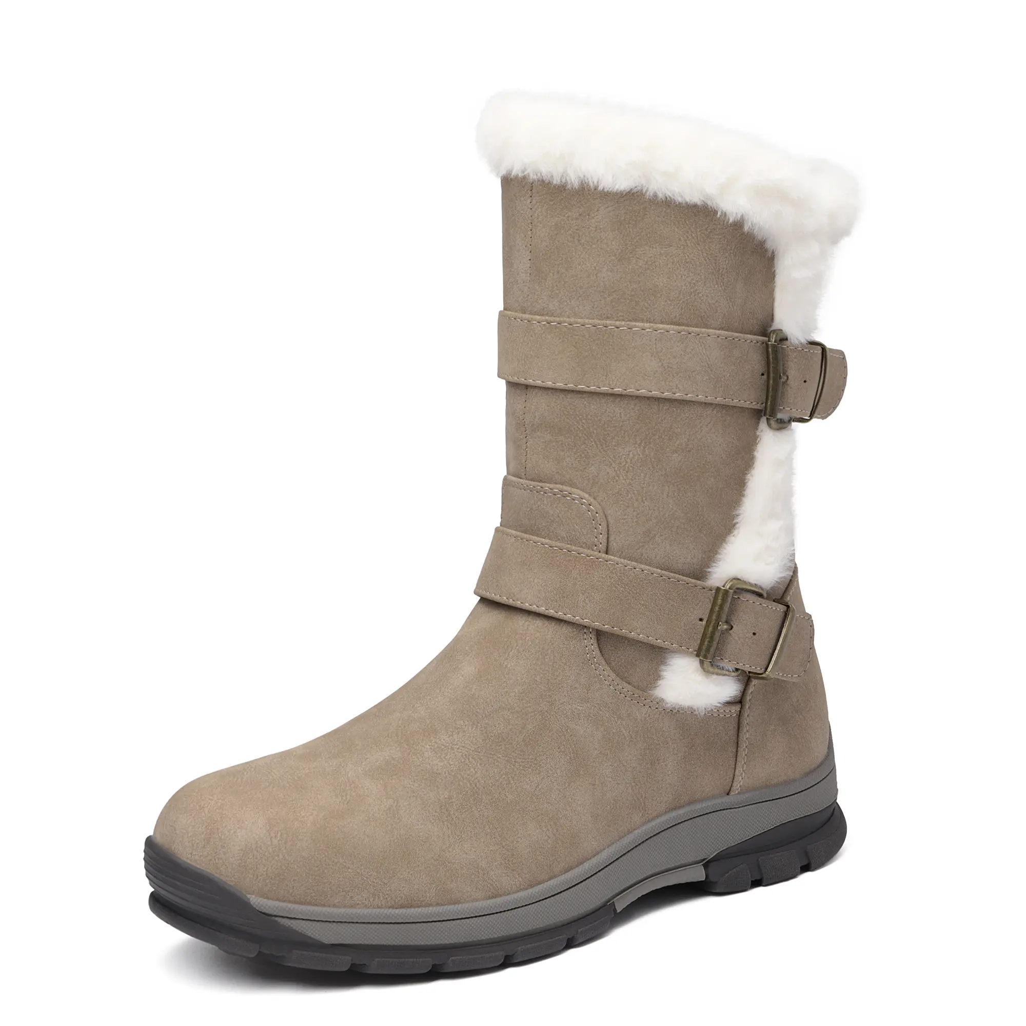 DREAM PAIRS Women's Lepore Black Mid-Calf Furry Winter Boots, Warm Faux Fur Footwear for Cold Weather, Stylish Women's Shoe