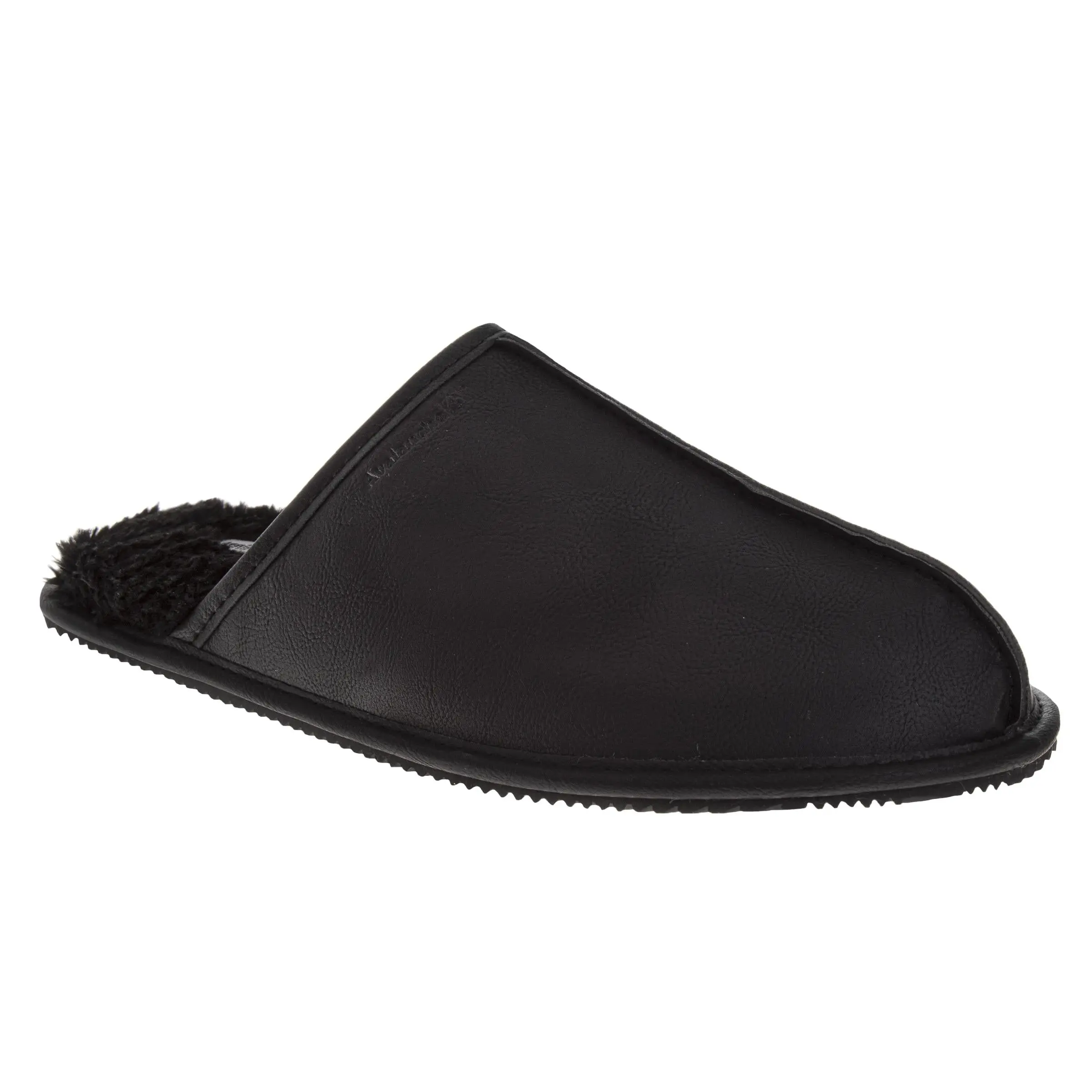 Avalanche Faux Leather Slippers Men's  Cozy Comfortable Warm House Shoes SlipOn Durable Sole (Adult)
