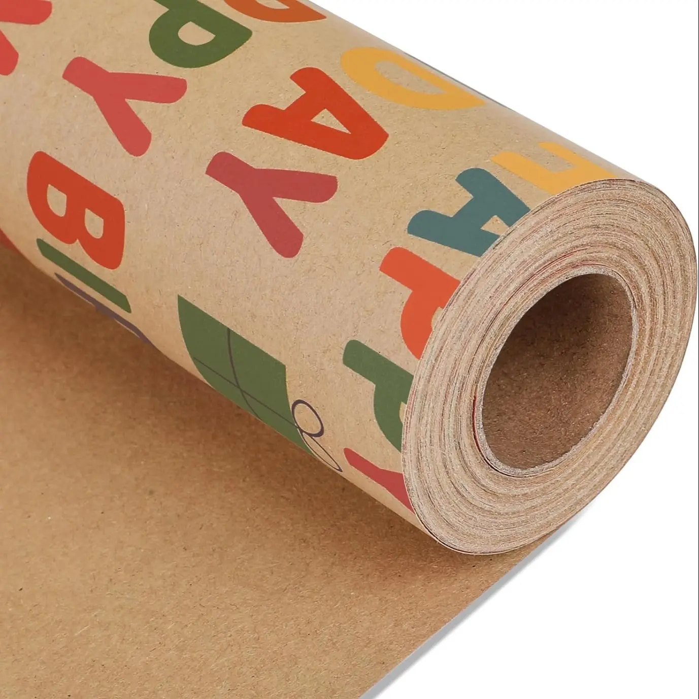 16.9inch X 9.8 Feet Per roll Birthday Wrapping Paper,Gift Wrapping Paper Roll,Kraft Wrapping Paper,Colorful Happy Birthday Pattern For Boys Girls, Perfect For Birthdays Party, Gift Wrapping Supplies, Wrap Only