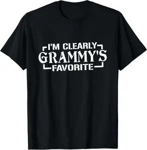 100% Cotton I'm Clearly Grammy's Favorite, Grandson Grand Grandma T-Shirt