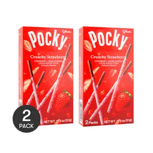 GLICO Pocky Strawberry Coated Biscuit Sticks 2 Pack 51g Each Pack Random Version