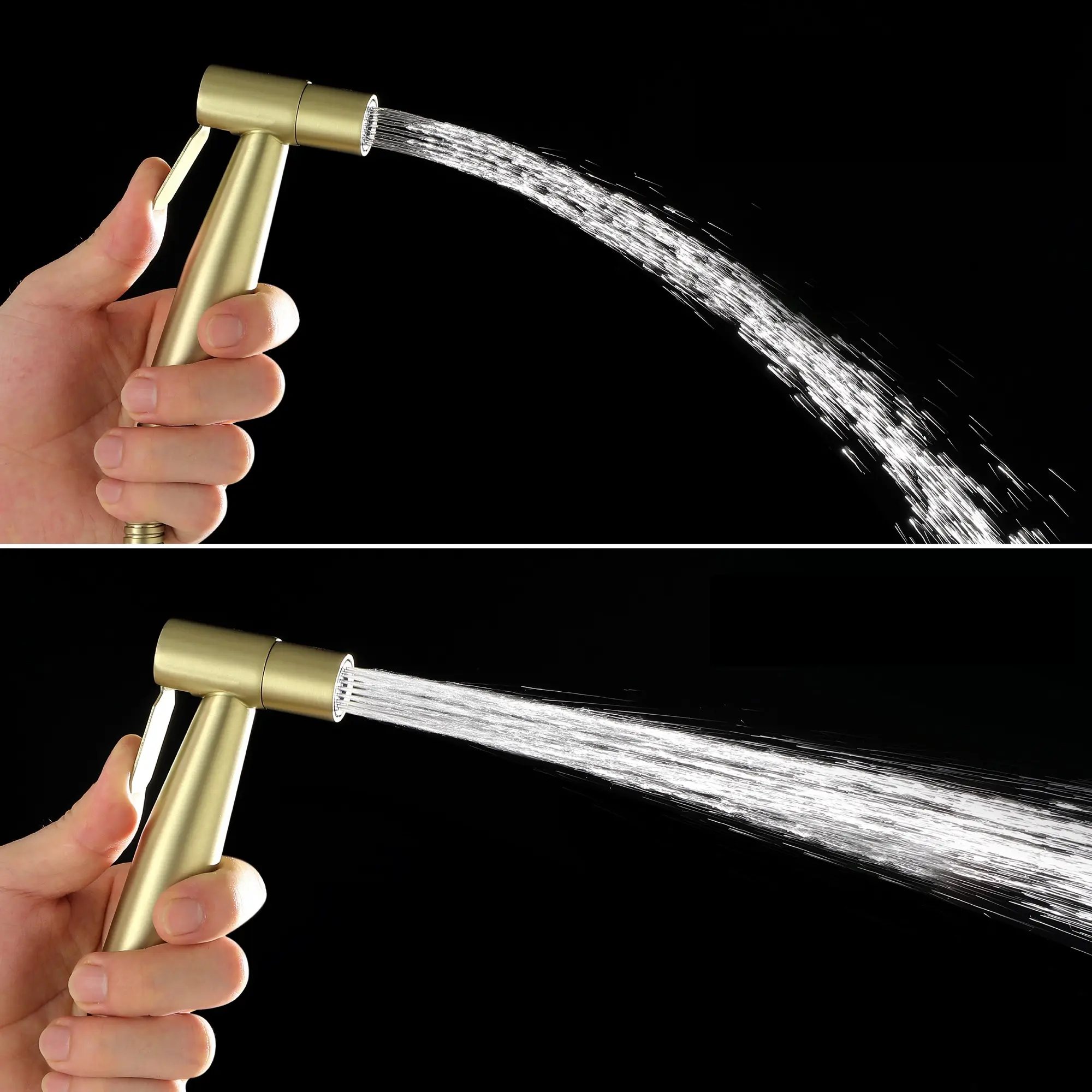 Matt Black Cold Water SS304 Shattaf Set Built in Stainless Steel Hand-held Portable bidet Sprayer kit in Brushed Gold Finish Adjustable Water Pressure muslim Shower Jet Spray for Bathroom Bidetstoilets Attachablebidet