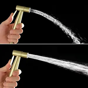 Matt Black Cold Water SS304 Shattaf Set Built in Stainless Steel Hand-held Portable bidet Sprayer in Brushed Gold Finish Adjustable Water Pressure muslim Shower Jet Spray for Bathroom Bidetstoilets Attachablebidet