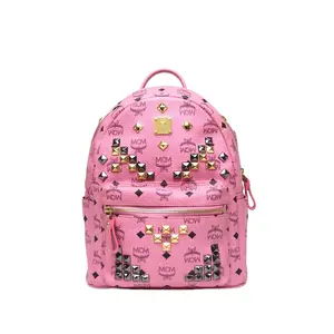 Pre-owned MCM PVC Tote Bags 【Zanna】Side mounted rivets, double shoulder bag, small size, pink, artificial leather