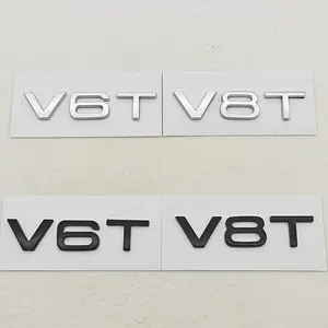 3D ABS Car Fender Side Emblem V6T V8T Logo Rear Trunk For Audi S4 A4 B7 V6T Sticker A6 SQ7 Q8 R8 S8 RS8 V8T Badge Accessories