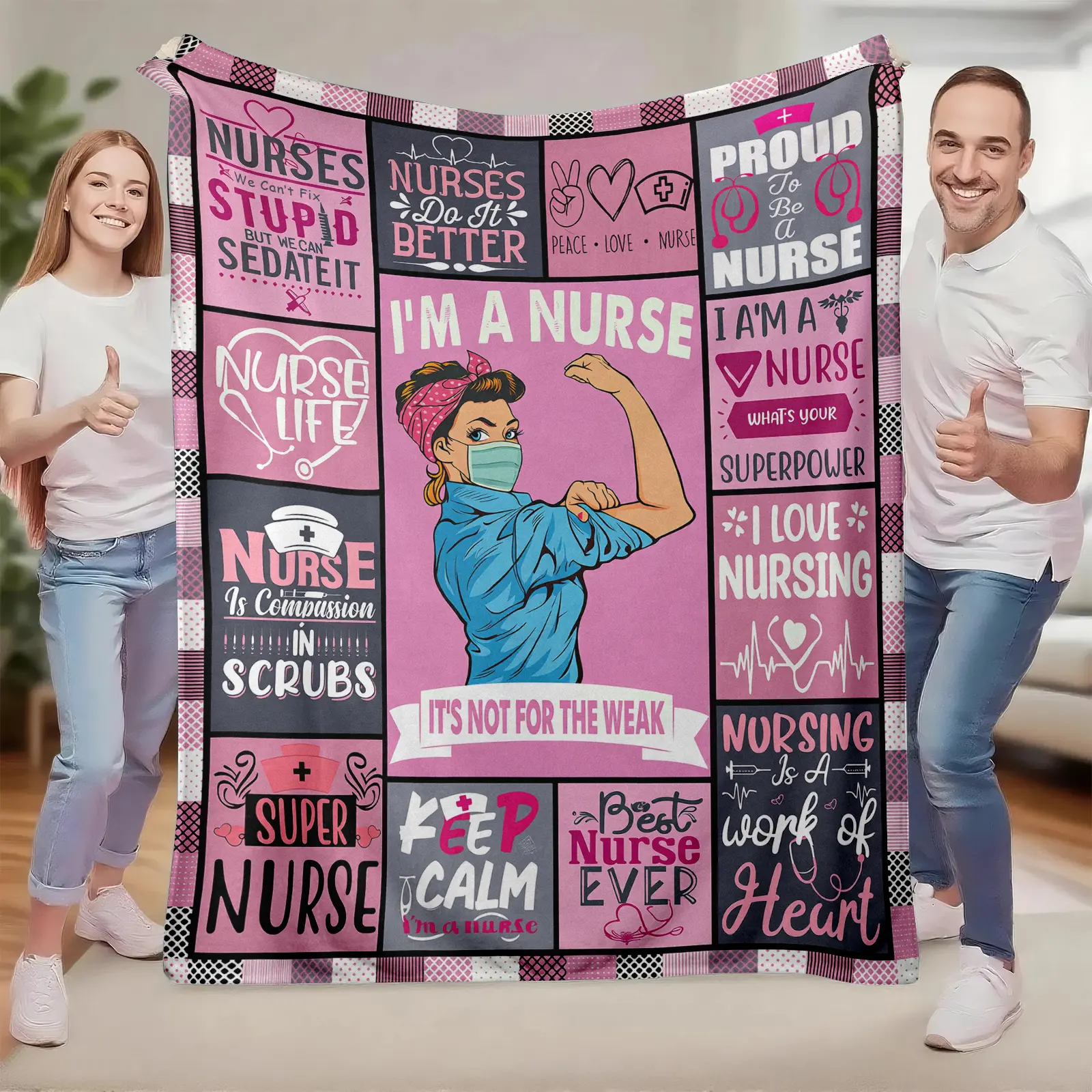 Ultra-Soft Flannel Blanket - Allergy-Safe Blankets for Nurses, Machine-Washable Nurse Appreciation Throw for Anniversary or Graduation Gifts, Home/Outdoors, Indoor-Outdoor, Bed Blanket, Flannel Cozy Blanket