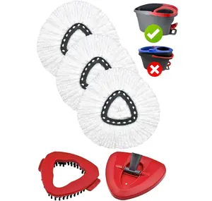O-Cedar EasyWring mop head replacement, 1-can system mop replacement set, including 3 mop heads, 1 scrub brush and 1 base combination