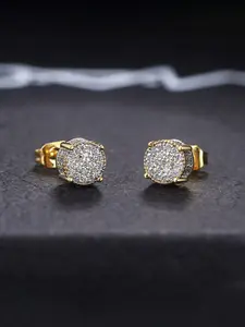 Elegant Zircon Stud Earrings with Copper Chain, Unisex Fashion Jewelry for Daily Wear, Perfect Gift for Any Occasion, Ear Studs