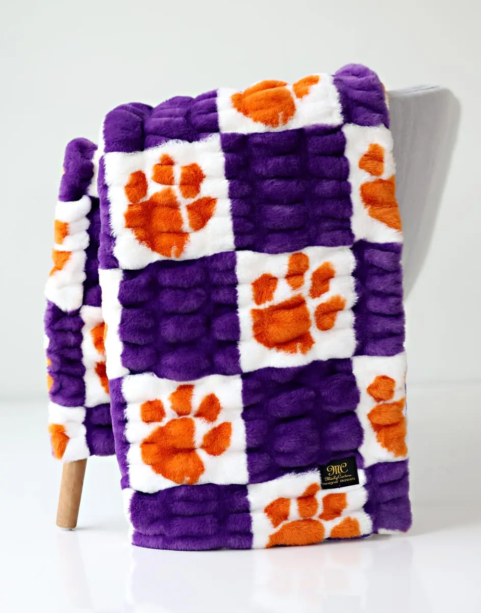 Clemson University Tigers Official Licensed Plush Polyester Blanket - Multi-Size (30"x36" Infant, 60"x72" Adult), Plush Texture, Bold Colors, Cozy Setup, Room Decor, Game Day Bedding Throw