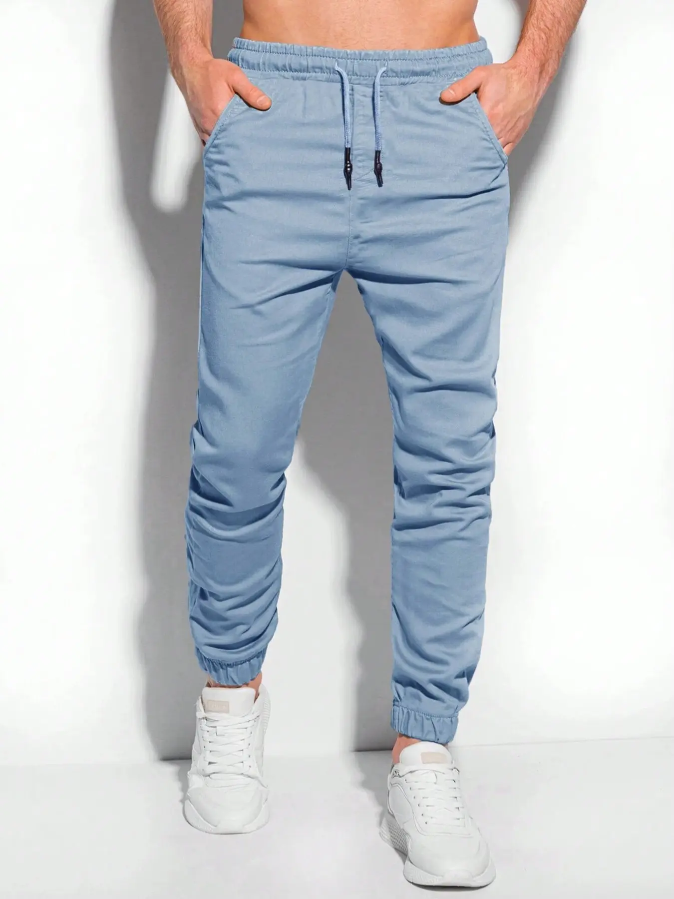 Men's Casual Jogger Pants, Slim Fit Elastic Waist Drawstring Trousers, Soft Stretch Chino Joggers with Cuffed Ankles, Comfortable for Daily Wear, Streetwear & Casual Work, Athleisure Casual Bottoms