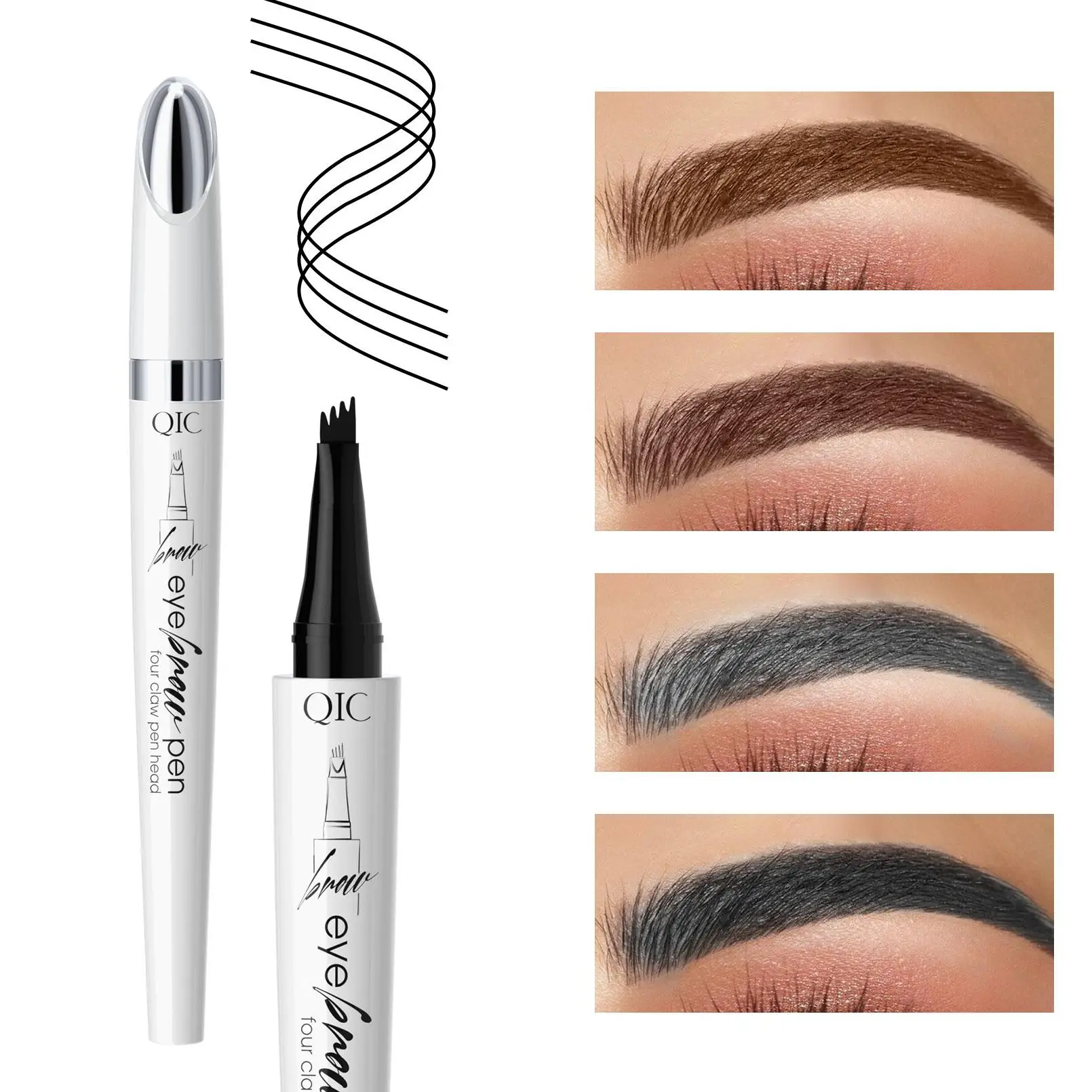 4-tip Liquid Eyebrow Pen, Waterproof Long Lasting Eyebrow Pencil, High Pigmented Brow Shading & Filling Pencil, Makeup Tool Easy To Apply, Eyebrow Pen