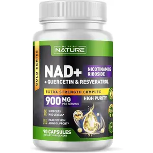 Built by Nature NAD Supplement – NAD+ Nicotinamide Riboside with Resveratrol & Quercetin 900mg Formula – NMN Alternative Supplement for Energy, Cellular Health & Anti-Aging – 90 Capsules