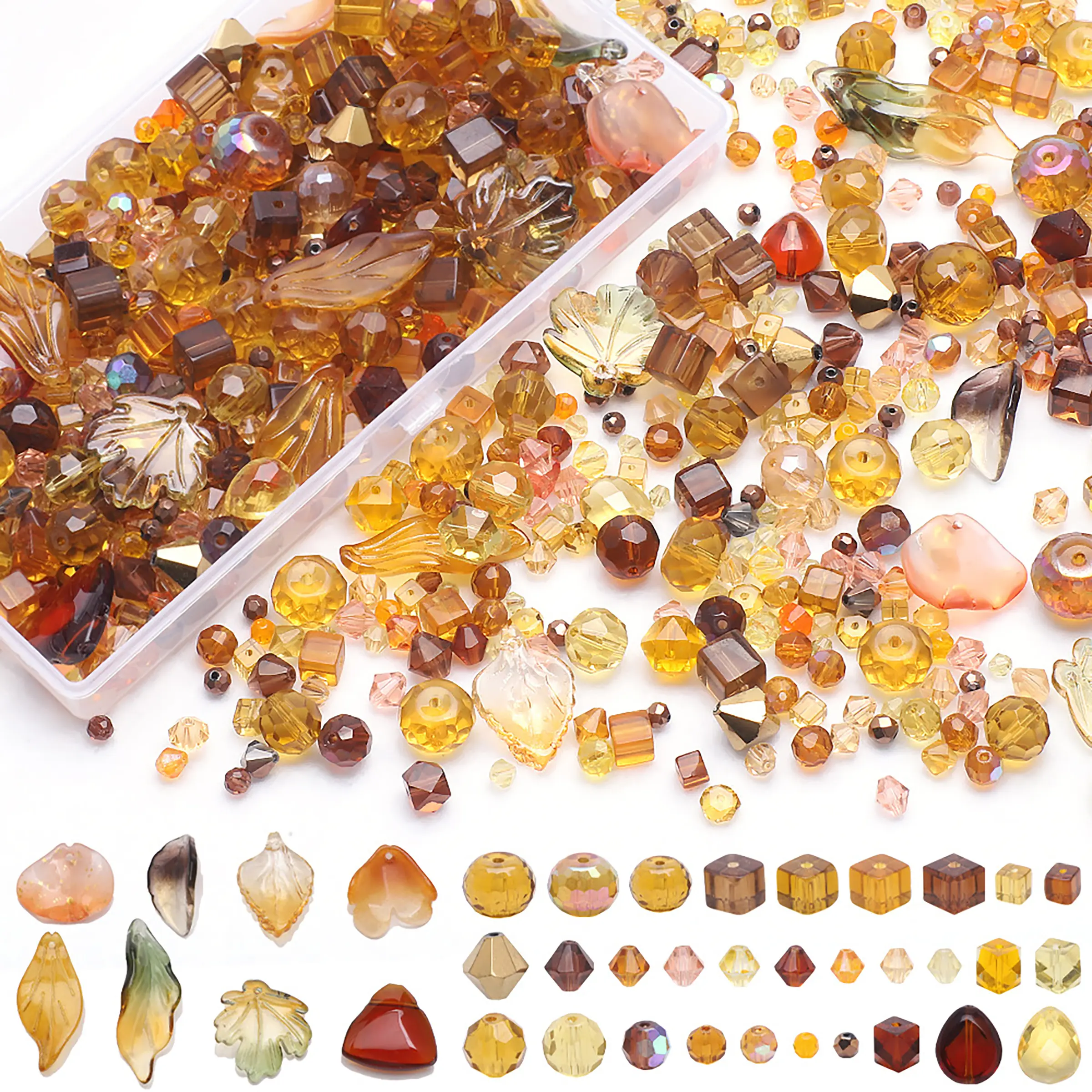 Crystal Glass Beaded Set, Bead Mix, Bead Assortment, Multicolor Gradient DIY Jewelry Making Supplies, Petal Design for Bracelet Accessories, Craft Kit, Glass Beads For Bracelets