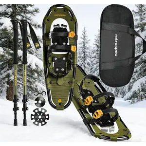 Lightweight Aluminum Women Men Snowshoes Trekking Poles Bundle Adjustable Bindings All Terrain Hiking Winter Sports Ski Boots