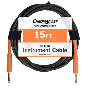 ChromaCast Pro Series Cables CC-PSCBLSS-15SOR Sunset Orange 15-Feet Pro Series Instrument Cable, Straight - Straight | USA Lifetime Guarantee