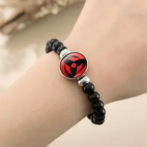 Naruto Sharingan Time Gem Black Bead Bracelet Anime Jewelry