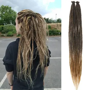 24 Inch Dreadlocks Extensions Locs Hair for Women 40 Strands(4 Packs) Handmade Dreadlock crochet hair braids Synthetic thin 0.6cm Hippie Straight Dreads(24inch,1B/27)