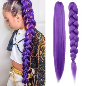 2 PCS 26 Inch Purple Braiding Hair Extensions,Soft and Tangle-Free Purple Hair for Stylists