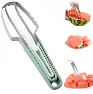 Watermelon Cutter Slicer, Watermelon Popsicle Mould, 3 in 1 Melon Scoop Fruit Scooper Tool for Dig Pulp Separator, Creative Dig Melon Kitchen Gadgets, Fruit Cutters Shapes, Fruit Scooper
