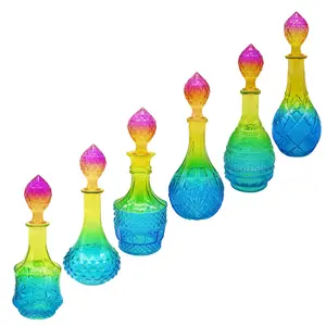 Whiskey Decanter and Glass Stopper, Colorful Glass Decanter for Whiskey, Bourbon, Brandy, Liquor, and Rum, Mouthwash Bottle, Decorative Empty Glass Bottle