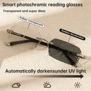 Black & Gold Rimless HD Reading Glasses for Men & Women – Crystal Clear Vision, Blue Light Blocking, Ergonomic Fit with Soft Silicone Nose Pads