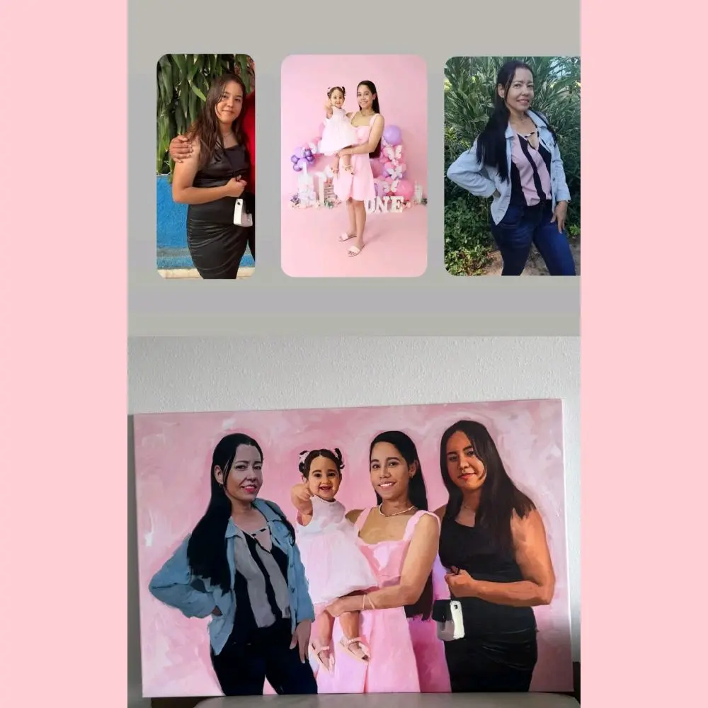 Regalo Único: Juntamos a tu Familia en una Pintura al Óleo/Acrílico (Desde Varias Fotos)"