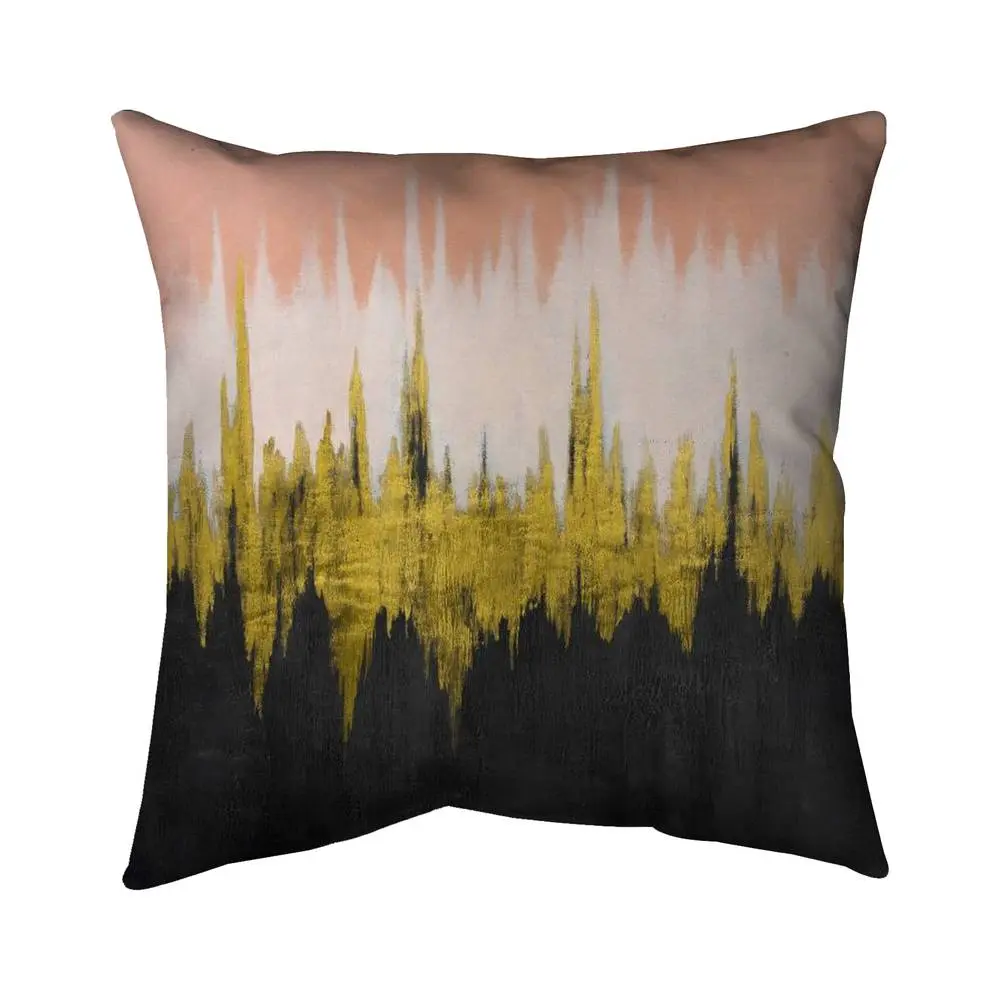 212 MAIN 5541-1616-AB103 16x16 in. Decorative Black Poly Twill Pillow with Polyester Insert, Contemporary Shapes, Abstract Zigzag Design for Home Accent Artistic Flair