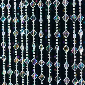 Colorful Crystal Door Beads String 36 Strands Decorative Shiny Clear Acrylic Cut Room Divider for Doorway Party Home Decor (3FTx6.5FT)