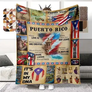 Puerto Rican Flannel Throw Blanket, Soft Skin-Friendly Fabric, Warm & Cozy for Sofa Bed Office, All-Season Use, Low Sensitivity, Flannel Blankets