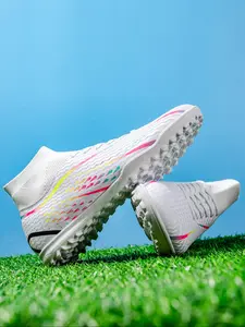 Men's Football Shoes TF Nails Outdoor Sports Sneakers Turf Shoes, Durable Anti-Slip Rubber Sole, Strong Grip, Ankle Protection, All-Season Use