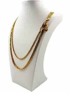 Cascade 2-Chain Stack Necklace with VS Logo Charm - Bold Versatile Statement Piece for Day or Night