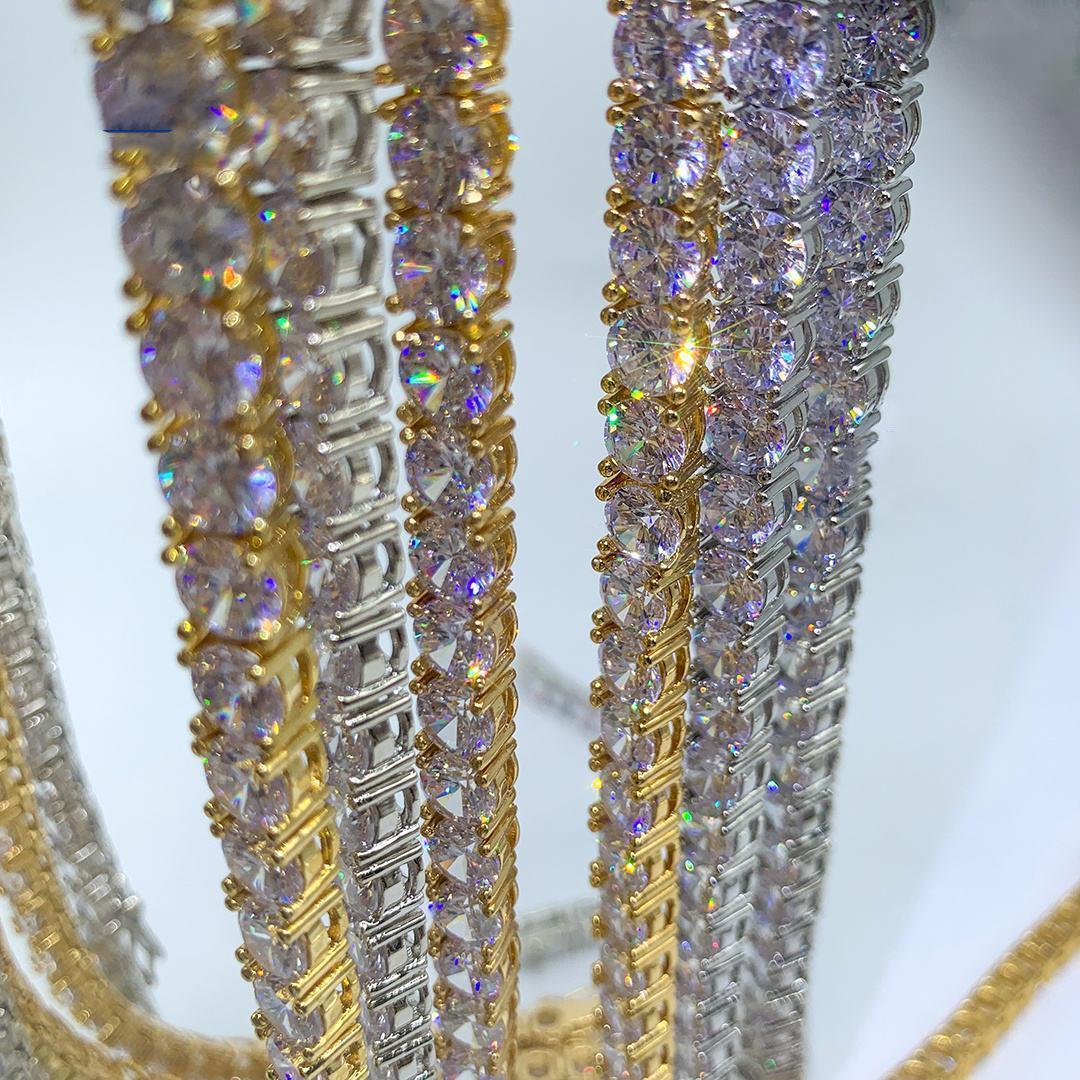 Tennis Hip Hop Necklace Moisssanite 18K Gold Plated 925 Sterling Silver Jewelry UnisexMoissanite Tennis Chain For Women & Man